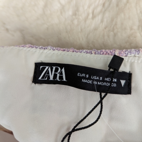 Zara tweed bustier corset top pink purple white small - Picture 7 of 10